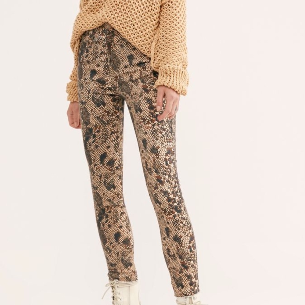 NWT Free People Raw High rise Snake Print Stretchy pants